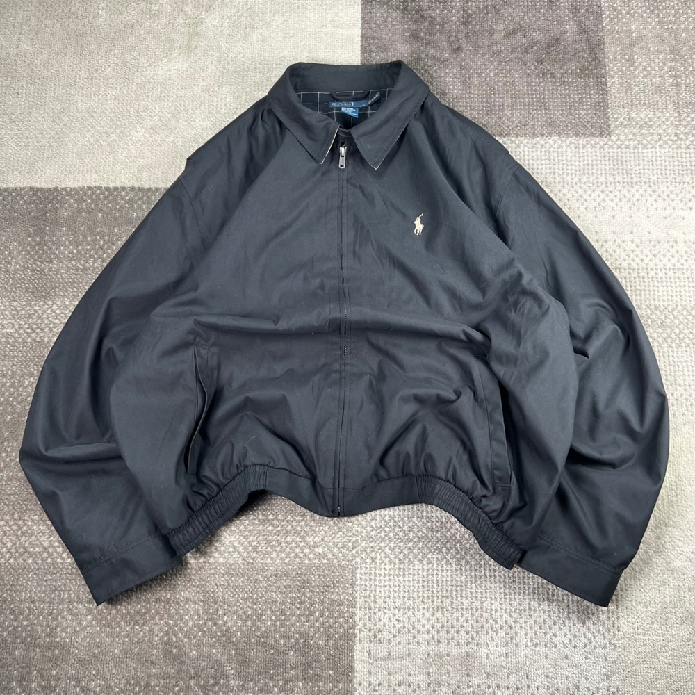Vintage Polo Ralph Lauren Mens Size  XXL Black Harrington Jacket Plaid Lined